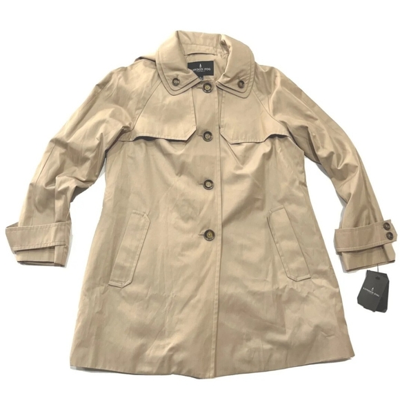 London Fog Collection Cream Button Up Jacket With Hood - Picture 3 of 15